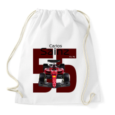 PRINTFASHION Carlos Sainz 55 autóversenyző - fekete felirat - Sportzsák, Tornazsák - Fehér tornazsák