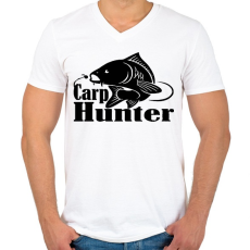 PRINTFASHION Carp hunter - Férfi V-nyakú póló - Fehér