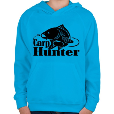 PRINTFASHION Carp hunter - Gyerek kapucnis pulóver - Azúrkék gyerek pulóver, kardigán