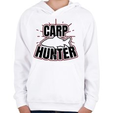 PRINTFASHION Carp Hunter - Gyerek kapucnis pulóver - Fehér