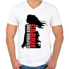 PRINTFASHION Carrie - Férfi V-nyakú póló - Fehér