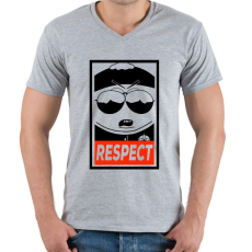 PRINTFASHION Cartman  - Férfi V-nyakú póló - Sport szürke