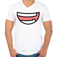 PRINTFASHION Cartoon Smile - Férfi V-nyakú póló - Fehér férfi póló