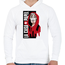 PRINTFASHION Casa de papel art - Férfi kapucnis pulóver - Fehér férfi pulóver, kardigán