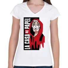PRINTFASHION Casa de papel art - Női V-nyakú póló - Fehér