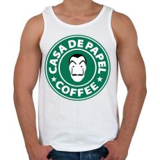 PRINTFASHION Casa de Papel Coffee - Férfi atléta - Fehér
