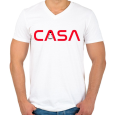 PRINTFASHION CASA - NASA - Férfi V-nyakú póló - Fehér