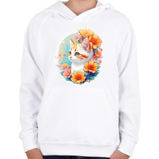PRINTFASHION cat2 - Gyerek kapucnis pulóver - Fehér