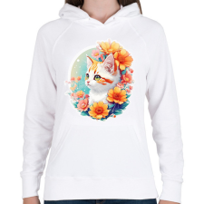 PRINTFASHION cat2 - Női kapucnis pulóver - Fehér női pulóver, kardigán