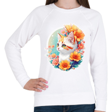 PRINTFASHION cat2 - Női pulóver - Fehér női pulóver, kardigán