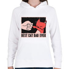 PRINTFASHION Cat dad - Női kapucnis pulóver - Fehér női pulóver, kardigán