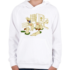 PRINTFASHION Cat drinking party  - Gyerek kapucnis pulóver - Fehér