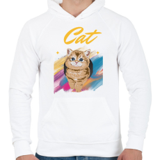 PRINTFASHION CAT - Férfi kapucnis pulóver - Fehér