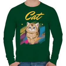 PRINTFASHION CAT - Férfi pulóver - Sötétzöld férfi pulóver, kardigán