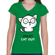 PRINTFASHION Cat guy  - Női V-nyakú póló - Zöld