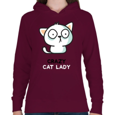 PRINTFASHION Cat lady  - Női kapucnis pulóver - Bordó