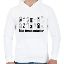 PRINTFASHION Cat lives matter - Férfi kapucnis pulóver - Fehér férfi pulóver, kardigán