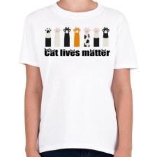 PRINTFASHION Cat lives matter  - Gyerek póló - Fehér gyerek póló