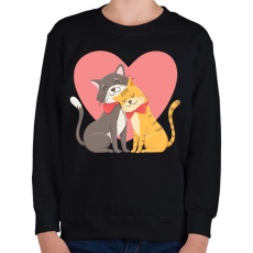 PRINTFASHION Cat Love - Gyerek pulóver - Fekete