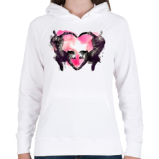 PRINTFASHION Cat love - Női kapucnis pulóver - Fehér