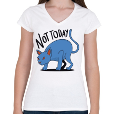 PRINTFASHION Cat not today - Női V-nyakú póló - Fehér