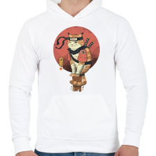 PRINTFASHION Cat Shinobi - Férfi kapucnis pulóver - Fehér férfi pulóver, kardigán