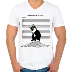 PRINTFASHION cat silent - Férfi V-nyakú póló - Fehér