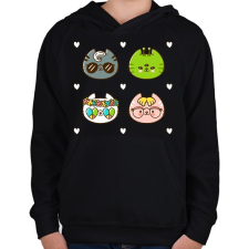 PRINTFASHION Cat style - Gyerek kapucnis pulóver - Fekete gyerek pulóver, kardigán