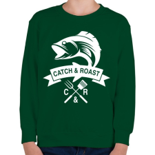PRINTFASHION Catch and Roast fehér - Gyerek pulóver - Sötétzöld gyerek pulóver, kardigán