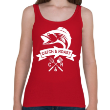 PRINTFASHION Catch and Roast fehér - Női atléta - Cseresznyepiros női trikó