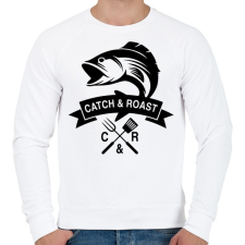 PRINTFASHION Catch and Roast fekete - Férfi pulóver - Fehér férfi pulóver, kardigán