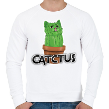 PRINTFASHION Catctus - Férfi pulóver - Fehér férfi pulóver, kardigán