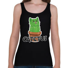 PRINTFASHION Catctus - Női atléta - Fekete női trikó