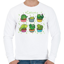 PRINTFASHION Catcus - Férfi pulóver - Fehér férfi pulóver, kardigán