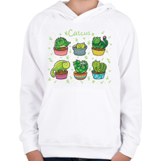 PRINTFASHION Catcus - Gyerek kapucnis pulóver - Fehér