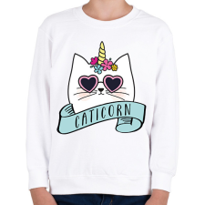 PRINTFASHION Caticorn - Gyerek pulóver - Fehér gyerek pulóver, kardigán