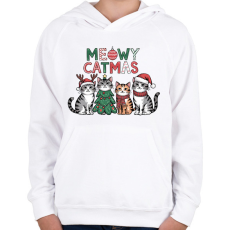 PRINTFASHION Catmas - Gyerek kapucnis pulóver - Fehér