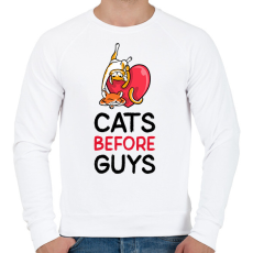 PRINTFASHION Cats Before Guys - Férfi pulóver - Fehér