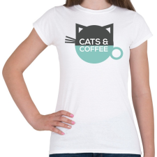 PRINTFASHION Cats & Coffee - Női póló - Fehér női póló