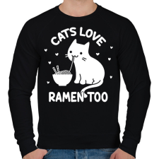 PRINTFASHION Cats love ramen too - Férfi pulóver - Fekete férfi pulóver, kardigán