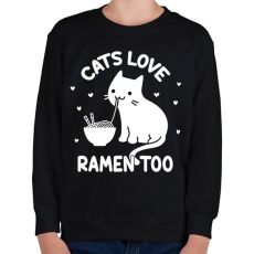 PRINTFASHION Cats love ramen too - Gyerek pulóver - Fekete