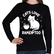 PRINTFASHION Cats love ramen too - Női pulóver - Fekete női pulóver, kardigán