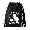PRINTFASHION Cats love ramen too - Sportzsák, Tornazsák - Fekete