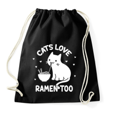 PRINTFASHION Cats love ramen too - Sportzsák, Tornazsák - Fekete tornazsák