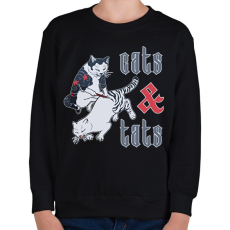 PRINTFASHION Cats & tats - Gyerek pulóver - Fekete