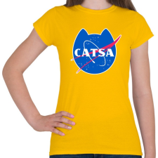PRINTFASHION CATSA fehérrel - Női póló - Sárga női póló