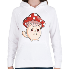 PRINTFASHION CatShroom - Női kapucnis pulóver - Fehér