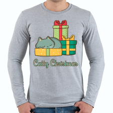 PRINTFASHION Catty Christmas - Férfi hosszú ujjú póló - Sport szürke férfi póló