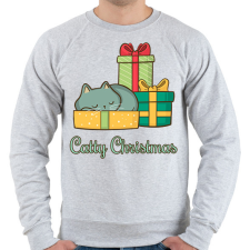 PRINTFASHION Catty Christmas - Férfi pulóver - Sport szürke férfi pulóver, kardigán