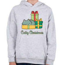 PRINTFASHION Catty Christmas - Gyerek kapucnis pulóver - Sport szürke gyerek pulóver, kardigán